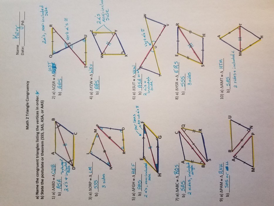 Triangle congruence review maze answer key