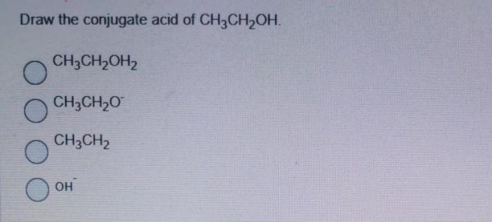 Identify the conjugate acid of ch3-o-ch3